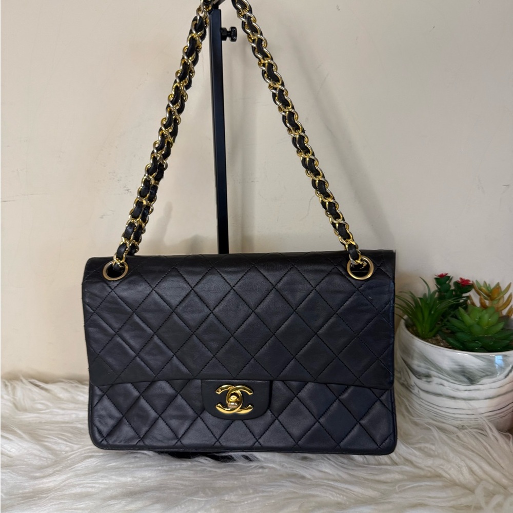 Chanel double flap Black Caviar  leather  Bag